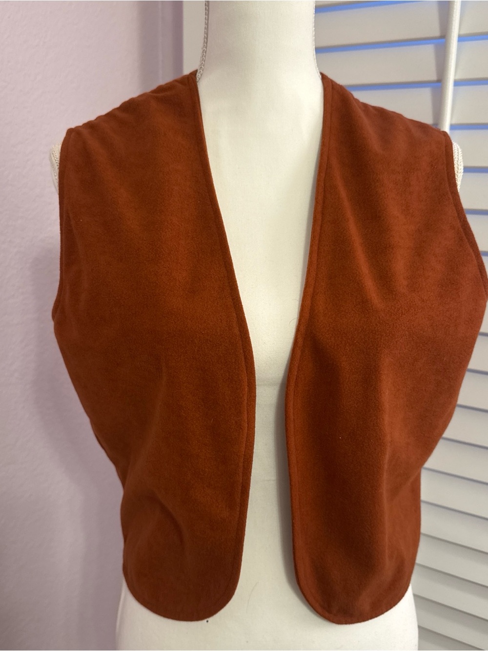 Vintage Hamdmade Rust Color Open Front Vest